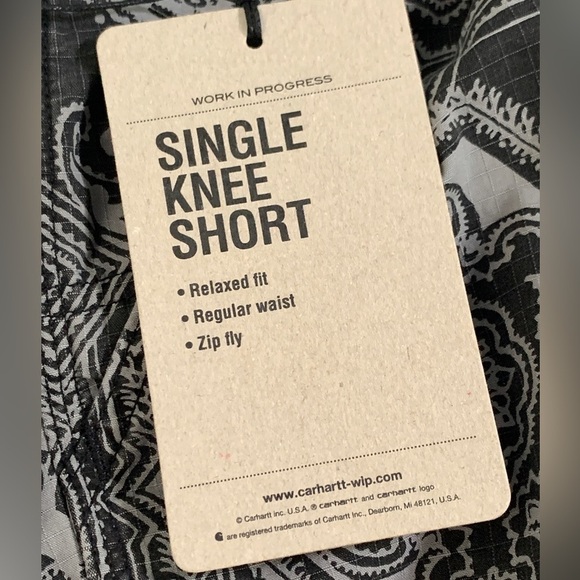 NWT Carhartt WIP Single Knee Short Columbia Ripstop Black Heavy Stone Wash - Picture 12 of 12